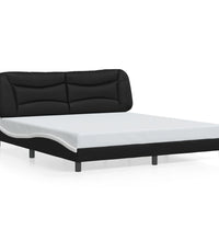 Bettgestell mit LED Schwarz und Weiß 180x200 cm Kunstleder