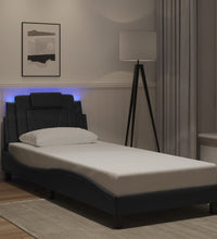 Bettgestell mit LED Schwarz 80x200 cm Kunstleder