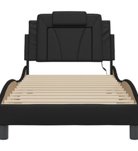 Bettgestell mit LED Schwarz 80x200 cm Kunstleder