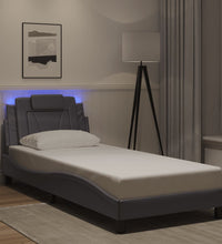 Bettgestell mit LED Grau 80x200 cm Kunstleder