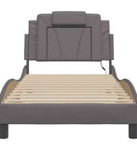 Bettgestell mit LED Grau 80x200 cm Kunstleder