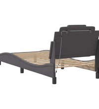 Bettgestell mit LED Grau 80x200 cm Kunstleder