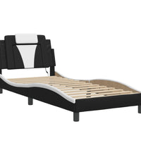 Bettgestell mit LED Schwarz und Weiß 80x200 cm Kunstleder