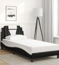 Bettgestell mit LED Schwarz und Weiß 80x200 cm Kunstleder