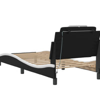 Bettgestell mit LED Schwarz und Weiß 80x200 cm Kunstleder