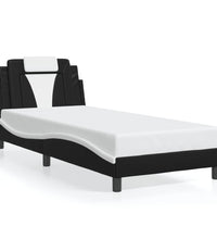 Bettgestell mit LED Schwarz und Weiß 80x200 cm Kunstleder