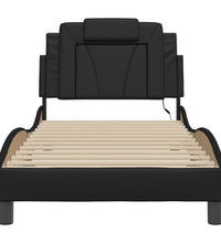 Bettgestell mit LED Schwarz 90x190 cm Kunstleder