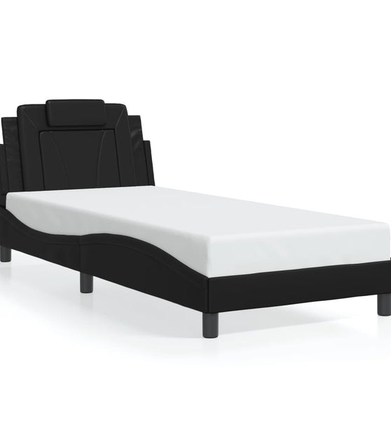 Bettgestell mit LED Schwarz 90x190 cm Kunstleder