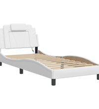 Bettgestell mit LED Weiß 90x190 cm Kunstleder