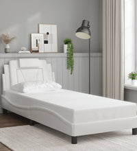 Bettgestell mit LED Weiß 90x190 cm Kunstleder