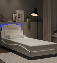 Bettgestell mit LED Weiß 90x190 cm Kunstleder