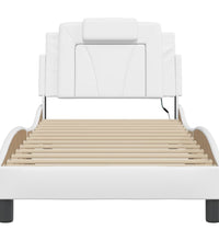 Bettgestell mit LED Weiß 90x190 cm Kunstleder