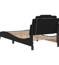 Bettgestell mit LED Schwarz 90x200 cm Kunstleder