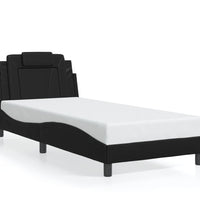 Bettgestell mit LED Schwarz 90x200 cm Kunstleder