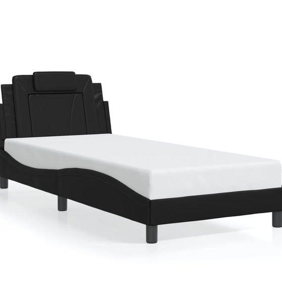 Bettgestell mit LED Schwarz 90x200 cm Kunstleder