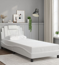 Bettgestell mit LED Weiß 90x200 cm Kunstleder