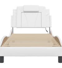 Bettgestell mit LED Weiß 90x200 cm Kunstleder