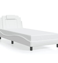 Bettgestell mit LED Weiß 90x200 cm Kunstleder