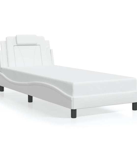 Bettgestell mit LED Weiß 90x200 cm Kunstleder