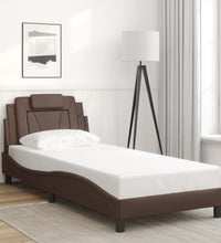 Bettgestell mit LED Braun 90x200 cm Kunstleder