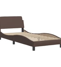 Bettgestell mit LED Braun 90x200 cm Kunstleder