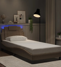 Bettgestell mit LED Cappuccino-Braun 90x200 cm Kunstleder