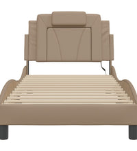Bettgestell mit LED Cappuccino-Braun 90x200 cm Kunstleder