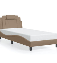 Bettgestell mit LED Cappuccino-Braun 90x200 cm Kunstleder