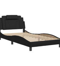 Bettgestell mit LED Schwarz 100x200 cm Kunstleder