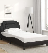 Bettgestell mit LED Schwarz 100x200 cm Kunstleder