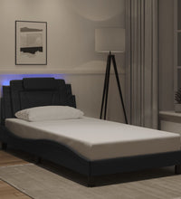 Bettgestell mit LED Schwarz 100x200 cm Kunstleder