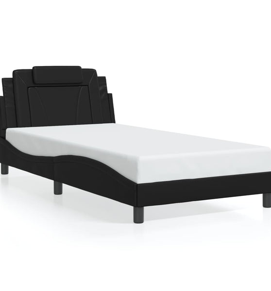 Bettgestell mit LED Schwarz 100x200 cm Kunstleder