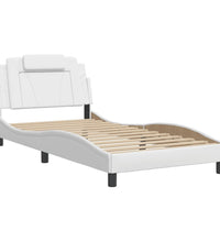 Bettgestell mit LED Weiß 100x200 cm Kunstleder