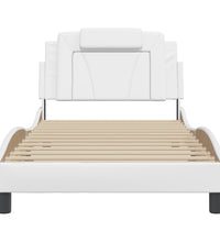 Bettgestell mit LED Weiß 100x200 cm Kunstleder