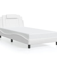 Bettgestell mit LED Weiß 100x200 cm Kunstleder