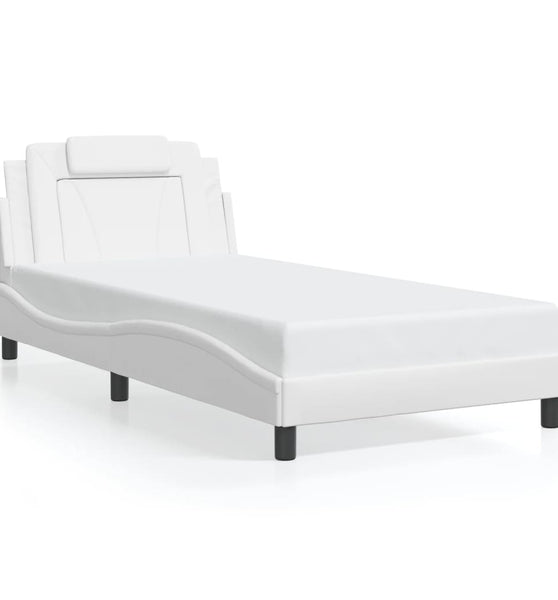 Bettgestell mit LED Weiß 100x200 cm Kunstleder