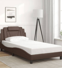 Bettgestell mit LED Braun 100x200 cm Kunstleder