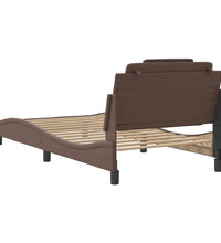 Bettgestell mit LED Braun 100x200 cm Kunstleder