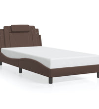 Bettgestell mit LED Braun 100x200 cm Kunstleder