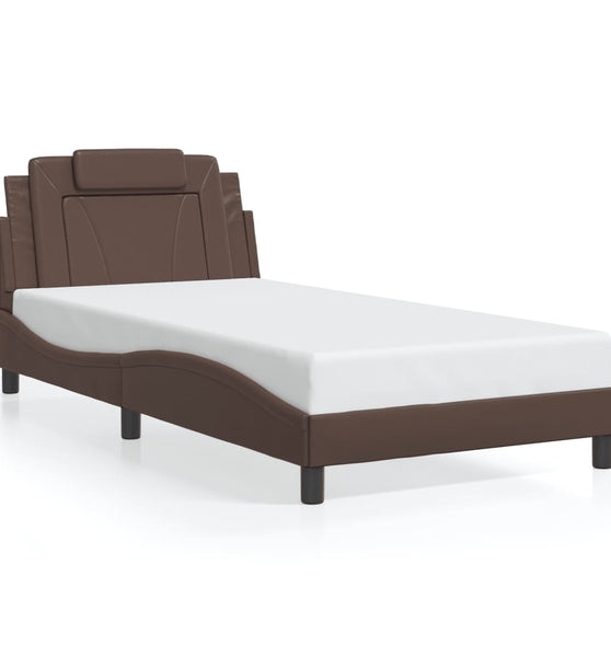 Bettgestell mit LED Braun 100x200 cm Kunstleder