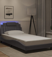 Bettgestell mit LED Grau 100x200 cm Kunstleder
