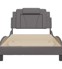 Bettgestell mit LED Grau 100x200 cm Kunstleder