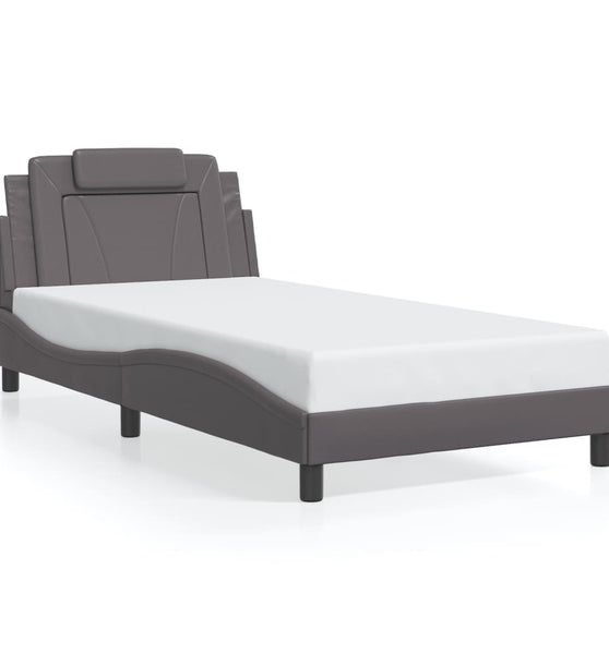 Bettgestell mit LED Grau 100x200 cm Kunstleder