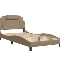 Bettgestell mit LED Cappuccino-Braun 100x200 cm Kunstleder