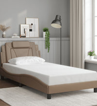 Bettgestell mit LED Cappuccino-Braun 100x200 cm Kunstleder