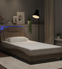 Bettgestell mit LED Cappuccino-Braun 100x200 cm Kunstleder
