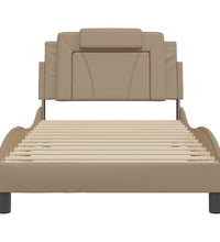 Bettgestell mit LED Cappuccino-Braun 100x200 cm Kunstleder