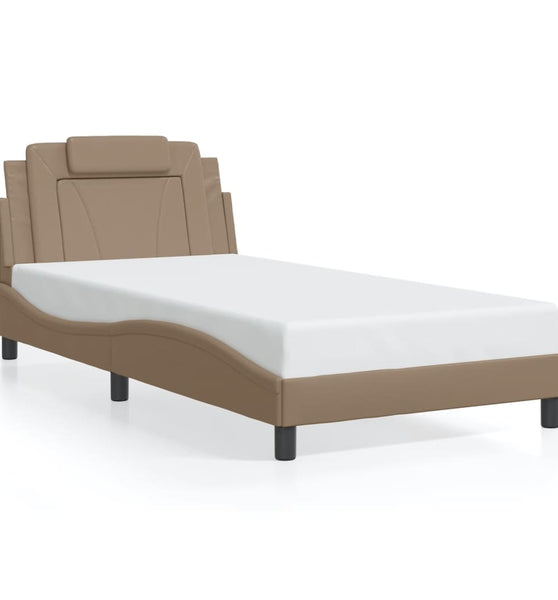 Bettgestell mit LED Cappuccino-Braun 100x200 cm Kunstleder