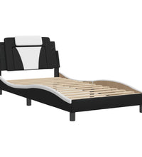 Bettgestell mit LED Schwarz und Weiß 100x200 cm Kunstleder