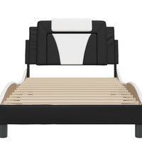 Bettgestell mit LED Schwarz und Weiß 100x200 cm Kunstleder